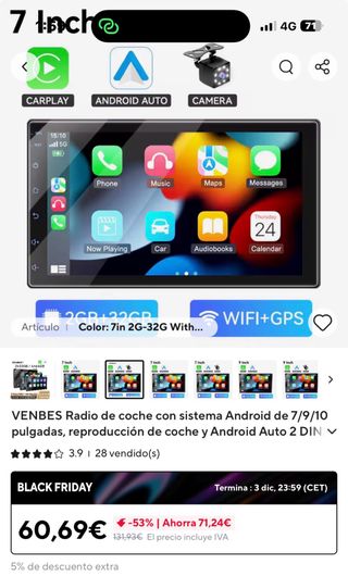 Pantalla Android  /Car Play android auto.