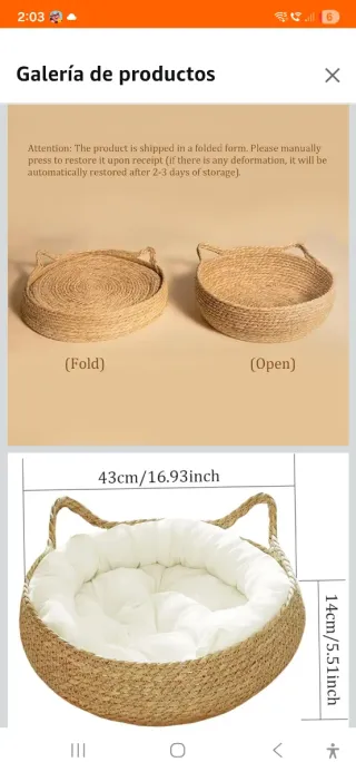 Cama para mascotas tejida a mano