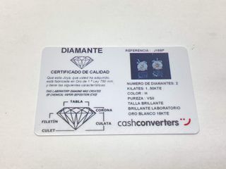 pendientes oro 18k con piedra con diamante de laboratorio