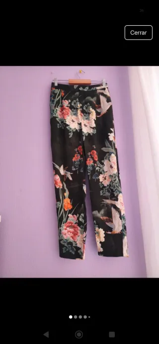 Pantalones Zara Estampado Flores Talla XS