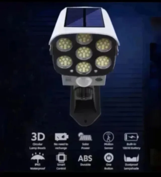 2 Focos Solares LED Simulador Câmera Vigilância