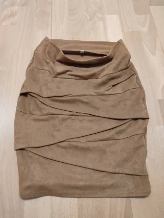 Falda elástica beige/marrón talla única