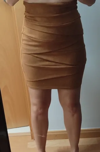 Falda elástica beige/marrón talla única