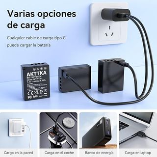 AKTTKA NP-W126 3x Batería 1140mAh Fujifilm X100F