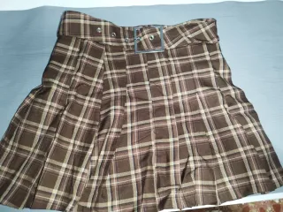 Falda Plisada Cuadros Marrón Talla Única