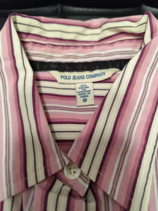 Camisa Polo Ralph Lauren Rayas Rosas Talla M