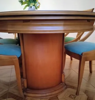 Mesa y sillas comedor madera maciza cerezo Francés