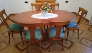 Mesa y sillas comedor madera maciza cerezo Francés