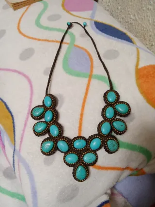 Collar macramé piedras turquesa