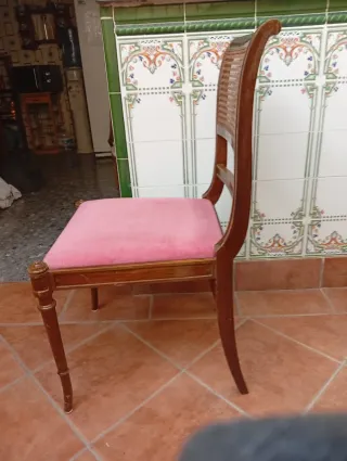 4 Sedie Isabelline Vintage in Legno e Rattan