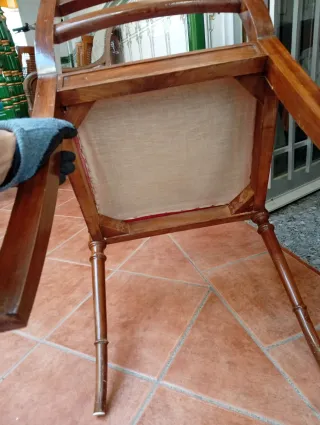 4 Sedie Isabelline Vintage in Legno e Rattan