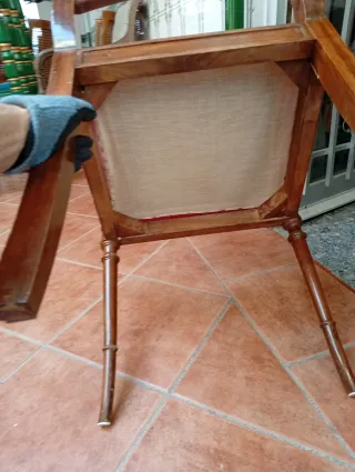 4 Sedie Isabelline Vintage in Legno e Rattan