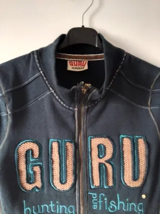 Giacca Guru zip blu navy con logo ricamato