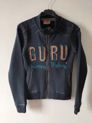 Giacca Guru zip blu navy con logo ricamato
