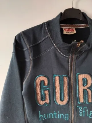 Giacca Guru zip blu navy con logo ricamato