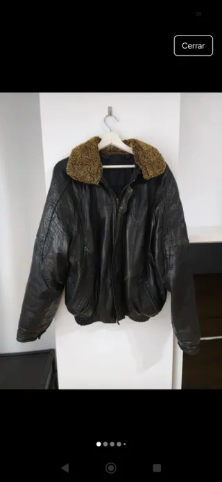 Cazadora Piel Ovina Negra Talla M