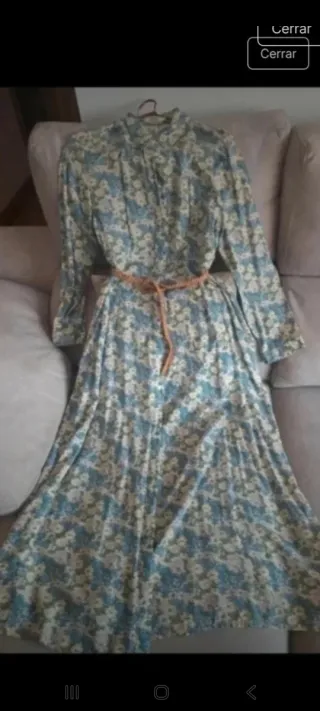 Vestido floral verde y azul