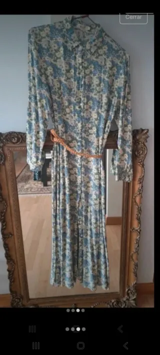 Vestido floral verde y azul