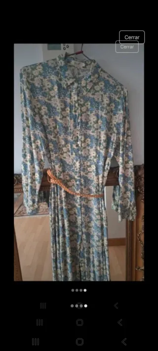 Vestido floral verde y azul