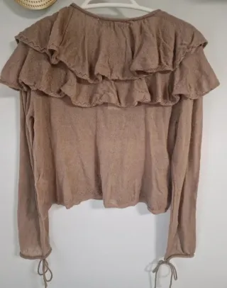 Suéter Zara punto volantes marrón