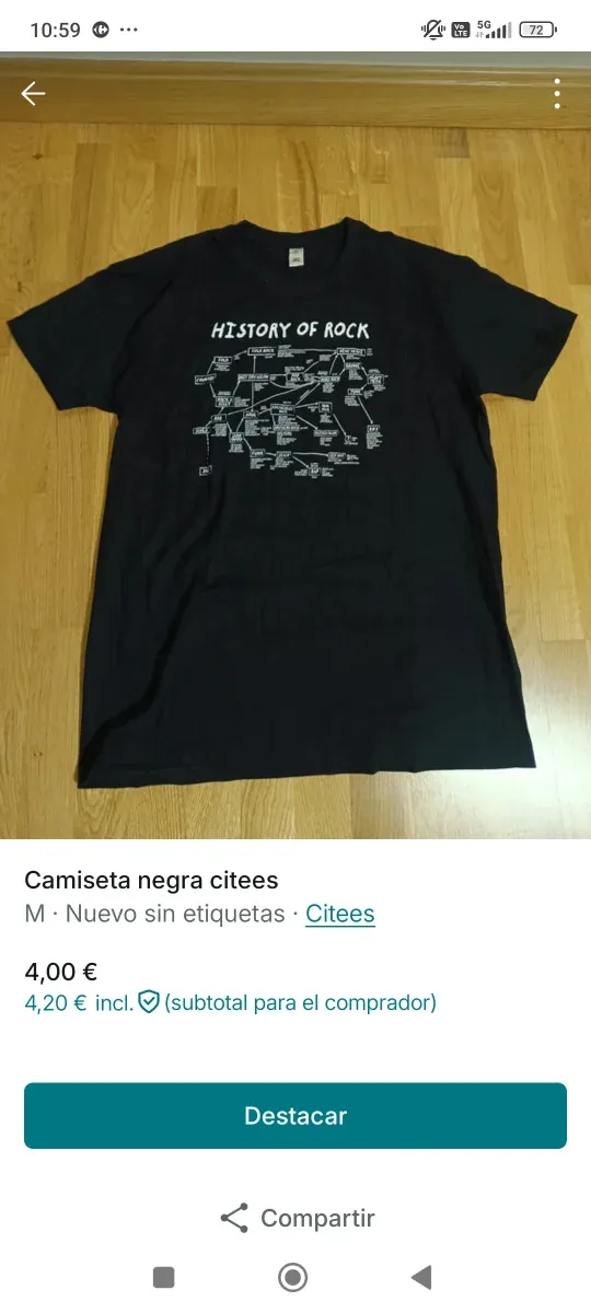 Camiseta negra History of Rock Talla M