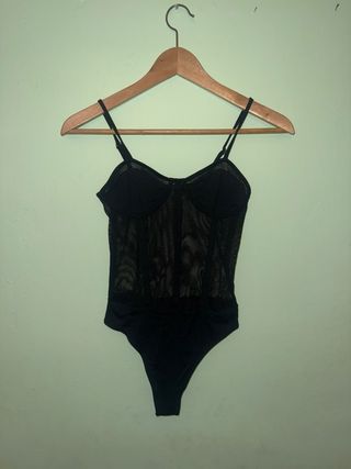 Body Corset Negro Transparente
