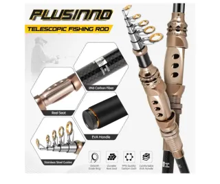 PLUSINNO - Combo de caña y Carrete de Pescar.