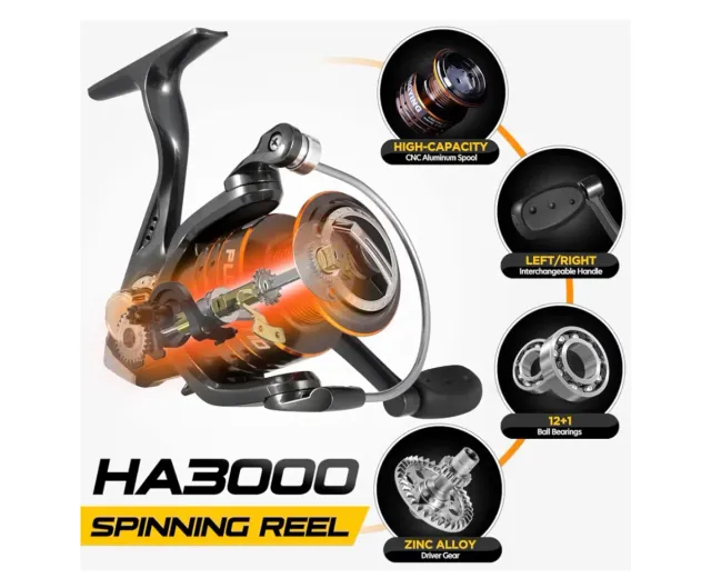 PLUSINNO - Combo de caña y Carrete de Pescar.