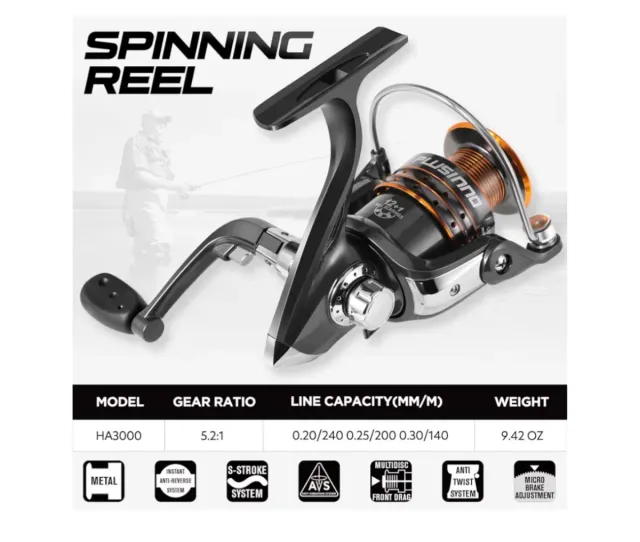 PLUSINNO - Combo de caña y Carrete de Pescar.