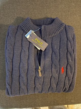 Jersey Polo Ralph Lauren Azul Marino Cremallera