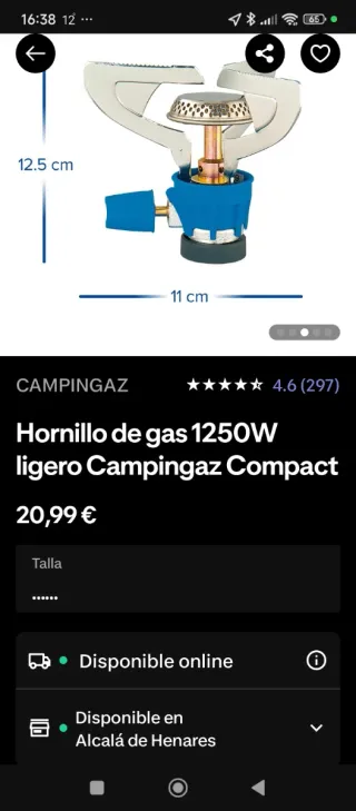 Fornello a gas Campingaz Compact 1250W
