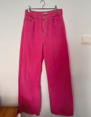 Pantalones Zara Wide Leg Fucsia