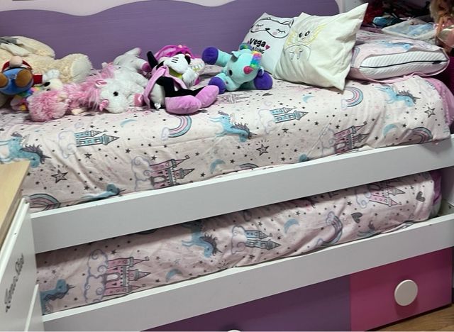 Cama nido com gaveteiro e 2 colchões