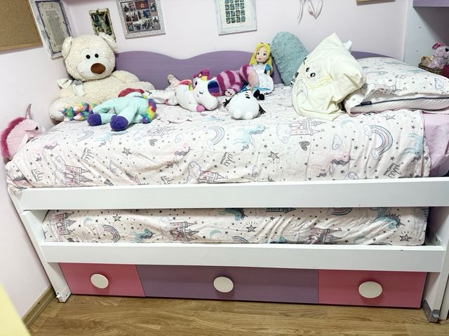 Cama nido com gaveteiro e 2 colchões