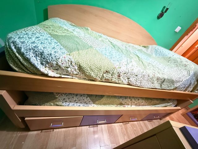 Cama nido con zapatero y balda