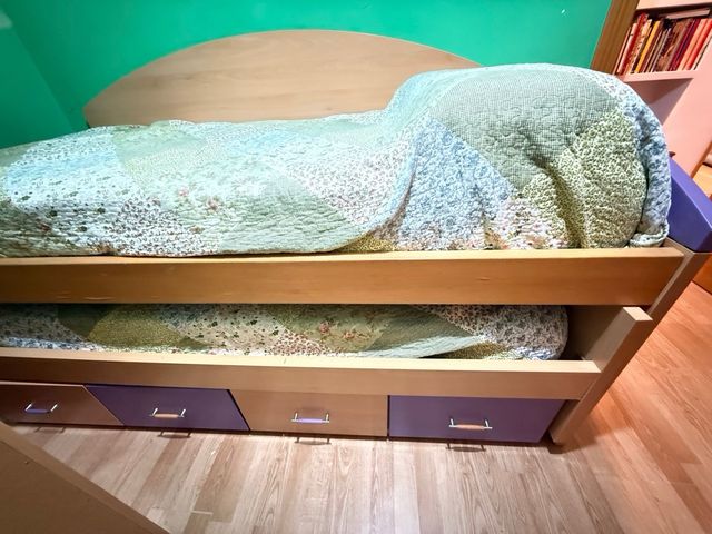 Cama nido con zapatero y balda