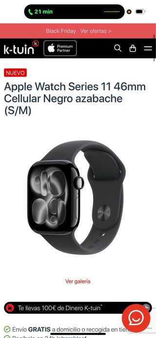 Apple Watch Series 11 46mm Cellular Negro precinta