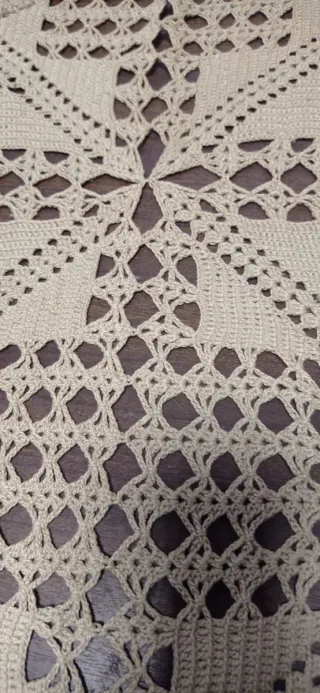 Colcha ganchillo artesanal beige