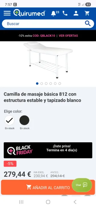 Camilla de masaje básica 812, estructura estable.