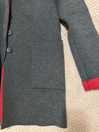 Cappottino morbido tipo felpa grigio/rosso