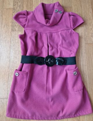 Abito di lana tg.14 con collo alto e cintura