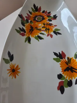 Bandeja cerámica vintage flores naranjas