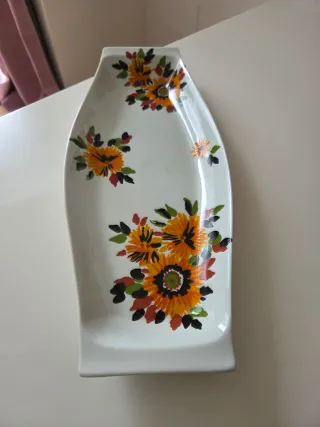 Bandeja cerámica vintage flores naranjas