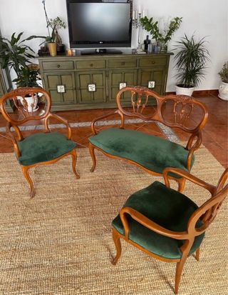 Set vintage: Trestle e 2 Sedie in Velluto