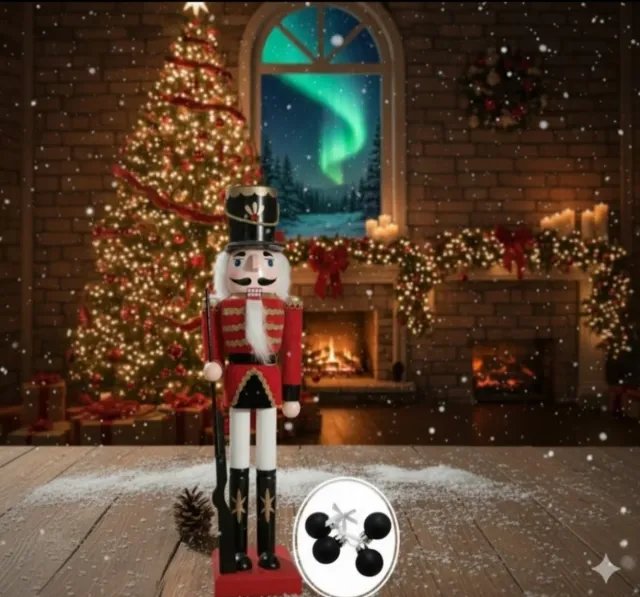 Casca-nozes Natalino + 4 Bolinhas Decorativas 50 Cm