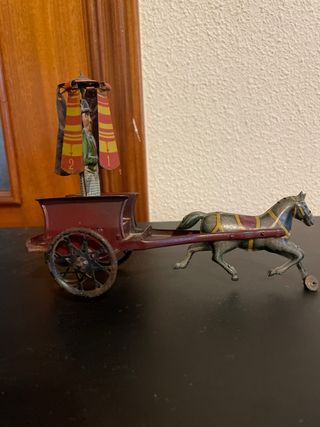 Juguete antiguo carro tirado por caballo Años 1930