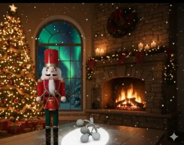 Casca-nozes Natalino 50cm + 4 Bolinhas de Natal