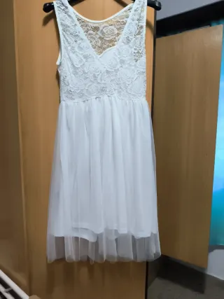 Vestido blanco elegante encaje y tul EDAD 11 AÑOS