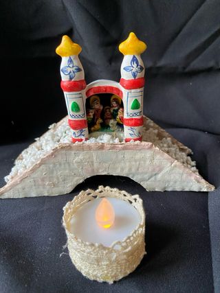 Mini presepe peruviano  con statuine su ponte
