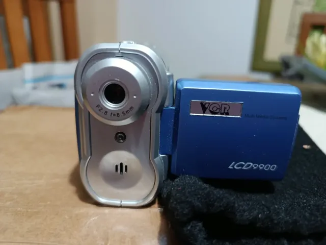 Videocámara LCD9900 Plata/Azul con Funda